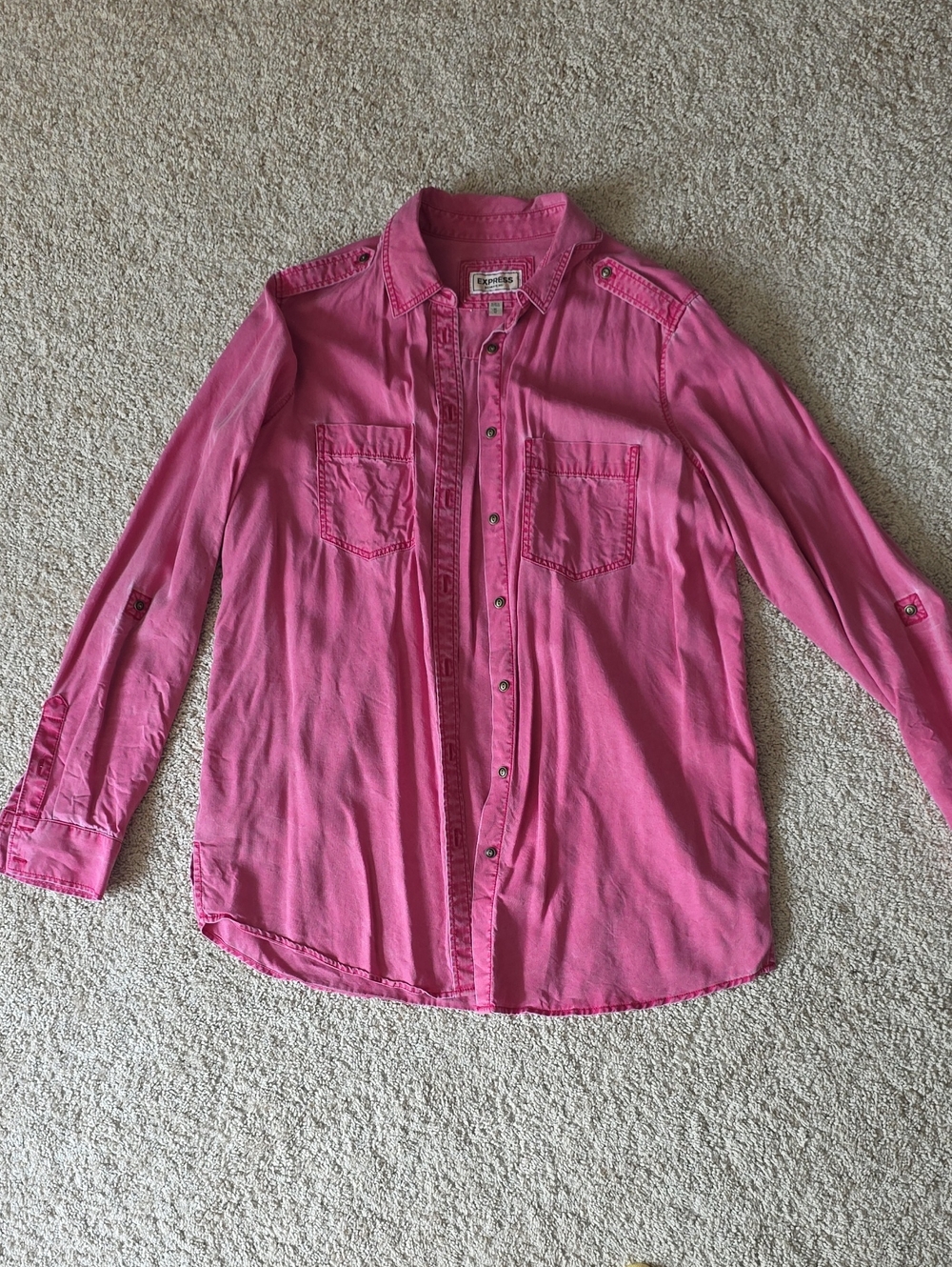 Washed Red Button Down Shirt